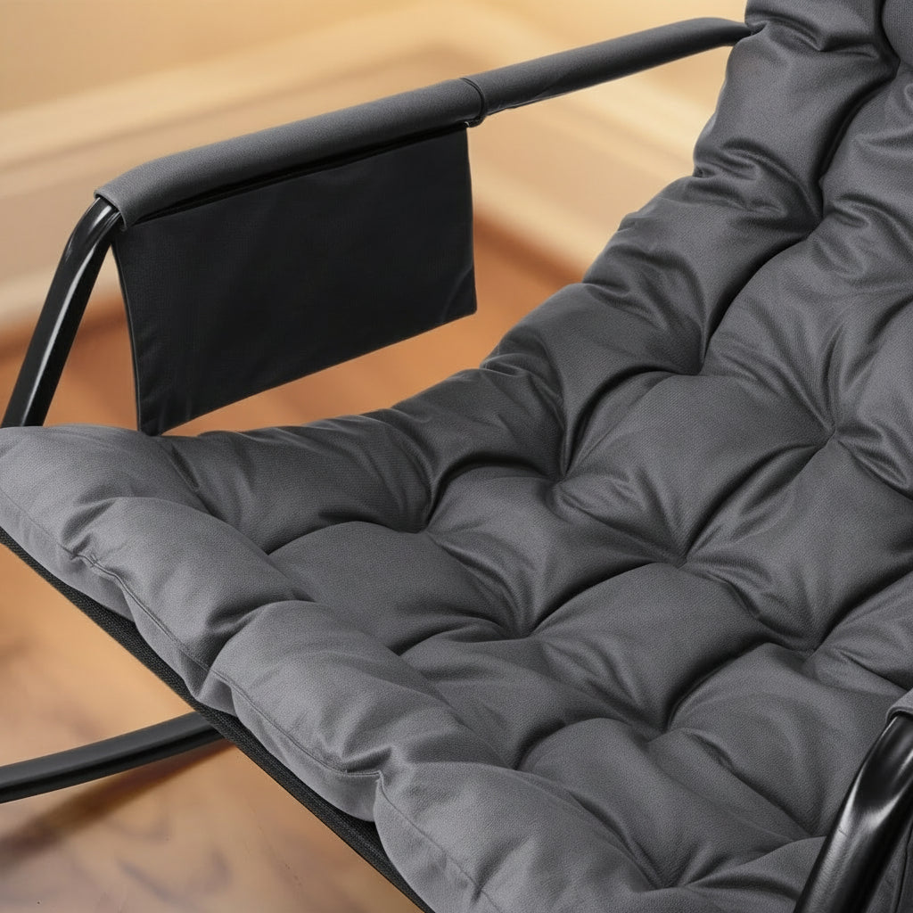 Rocking Chair Outdoor with 158.76KG Capacity Reinforced Steel Frame & 9.91cm Cloud-Comfort Cushion, 20-Min Tool-Free Assemble Comfy Rocking Chair, Patio Rocking Chairs Perfect for Garden Furniture, Balcony, Camping Site & As