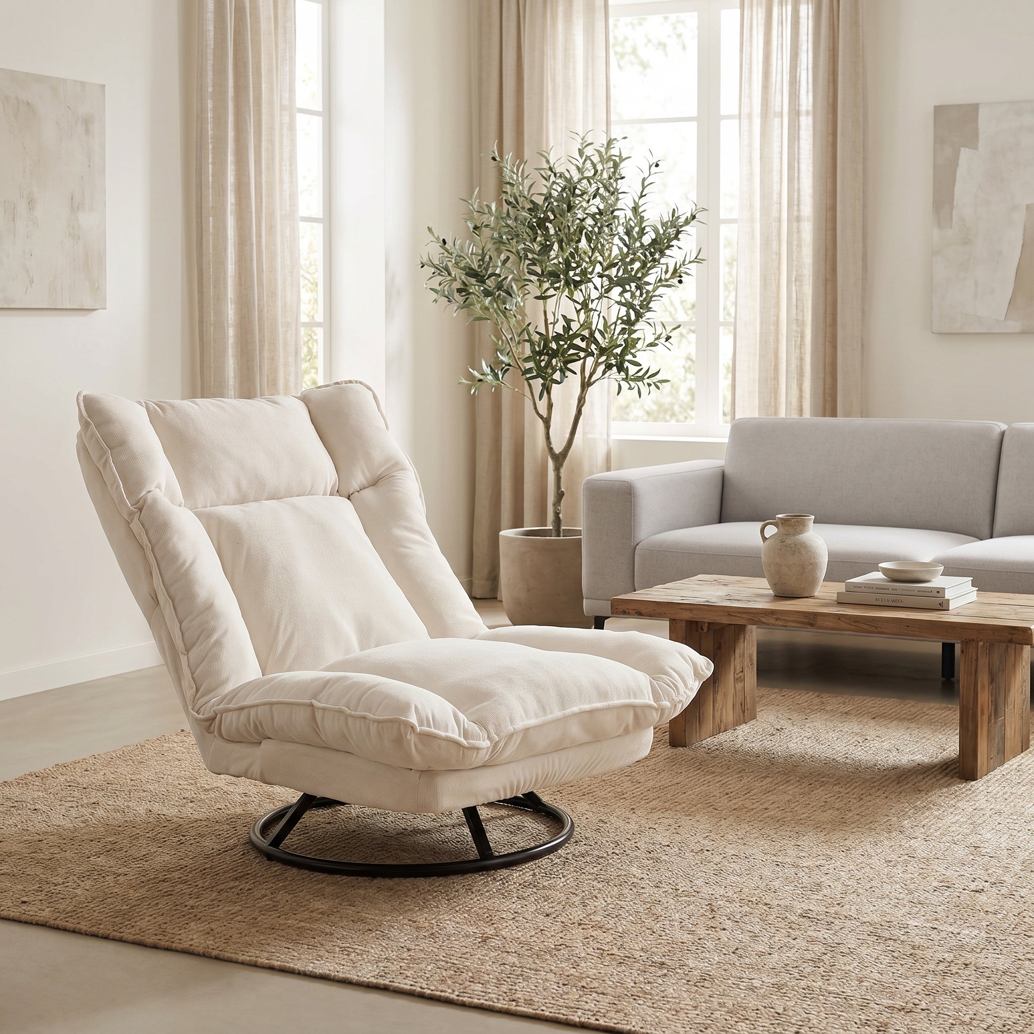 Chaise longue relax extérieure avec coussins épais