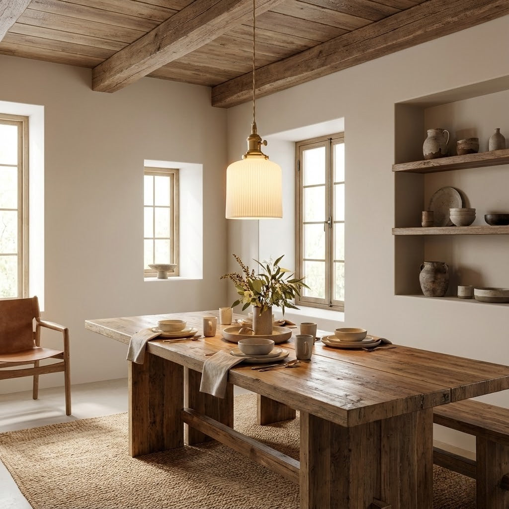 Suspension LED japonaise en céramique côtelée