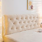 Luxury Crystal Velvet Bed Cushion with Plush Filling - Extra Long Headboard Support & Lumbar Pillow, Zipper Closure, All-Season Soft Bed Pillow for Queen/King Size Beds, Elegant Home Decor in Neutral Grey/Beige, Hand Wash Onl