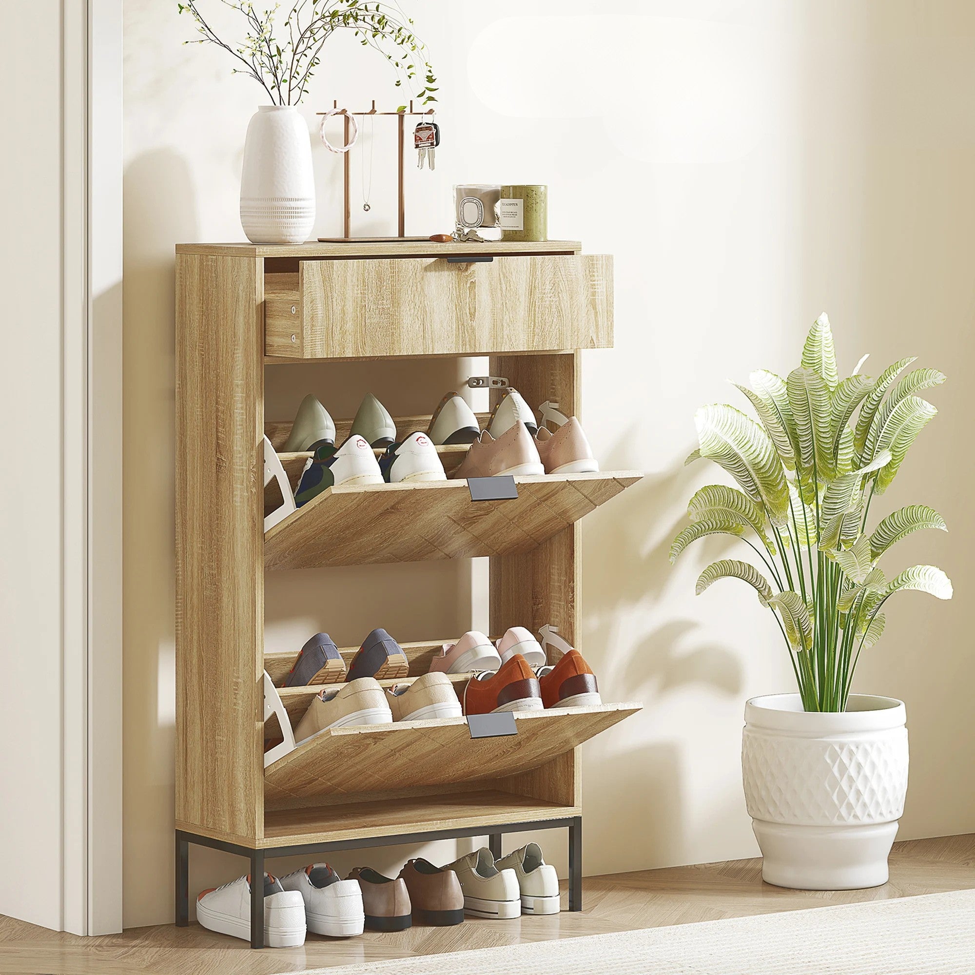 Meuble à chaussures chêne moderne