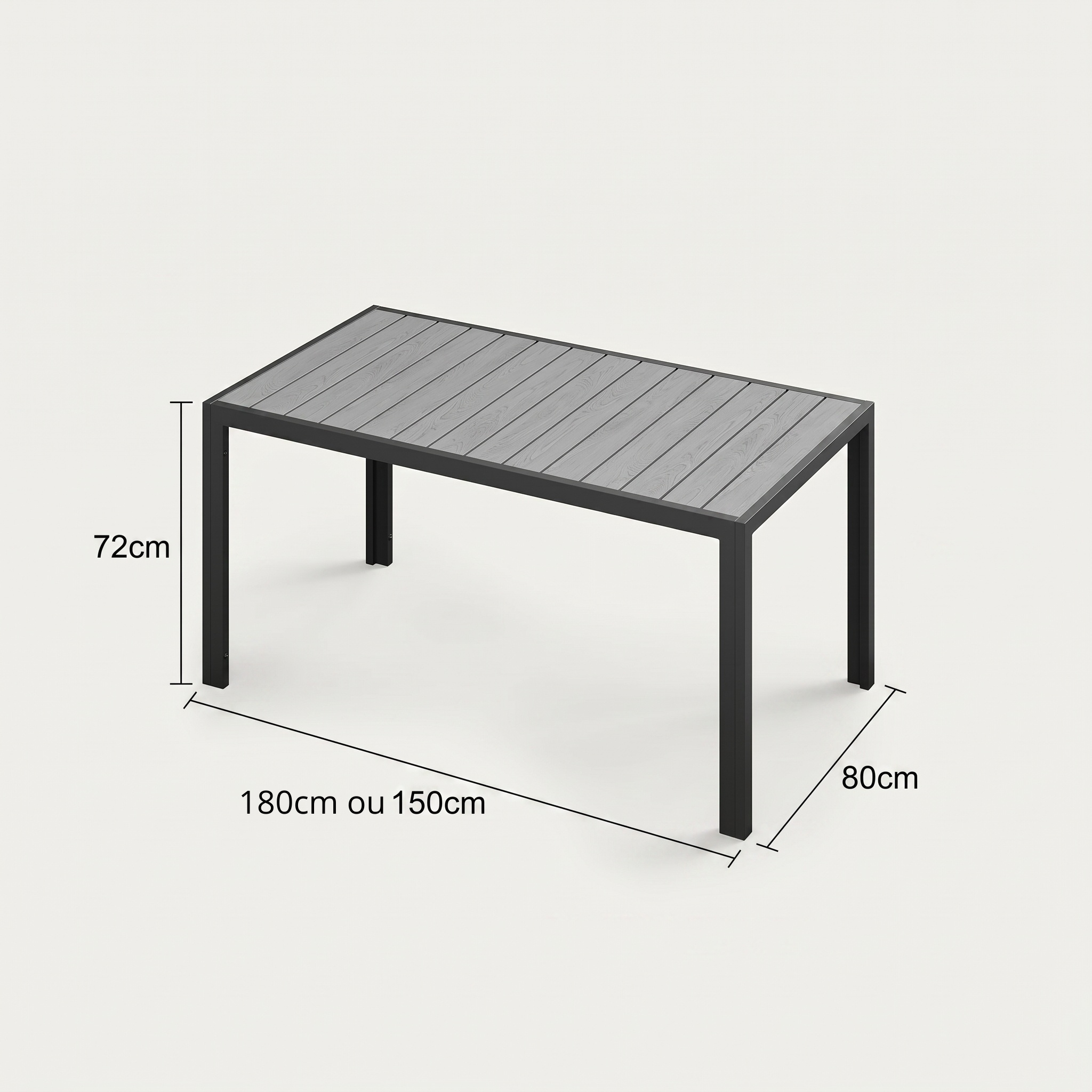Table de jardin rectangulaire