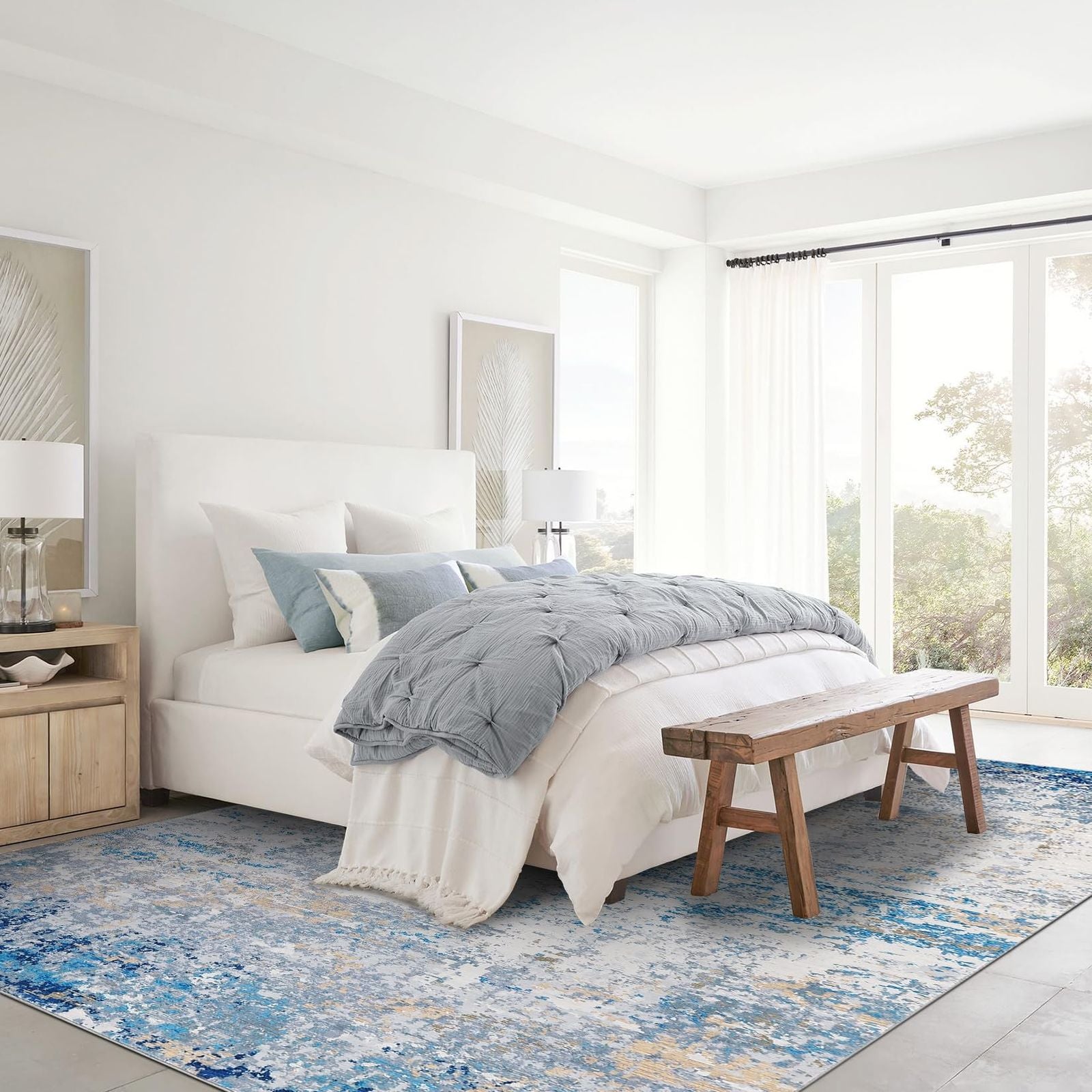 Tapis Abstrait Bleu Moderne