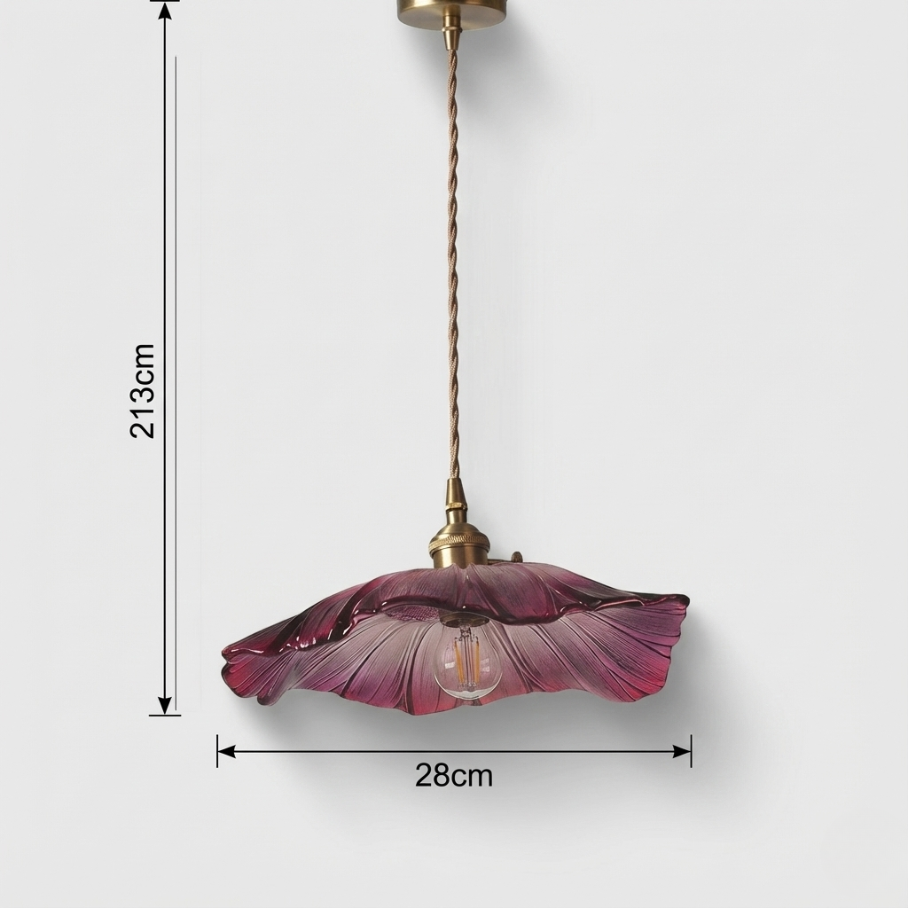 Suspension LED tournesol en verre violet style vintage - Ampoule incluse
