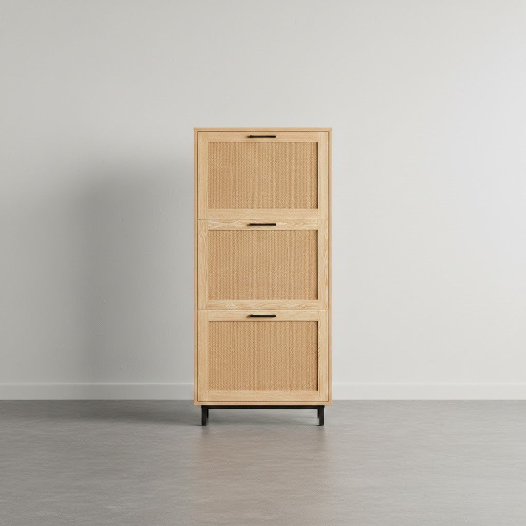 Meuble à chaussures cannage naturel