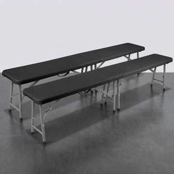 Lot de 2 bancs pliants portables avec assise rembourrée et structure en acier