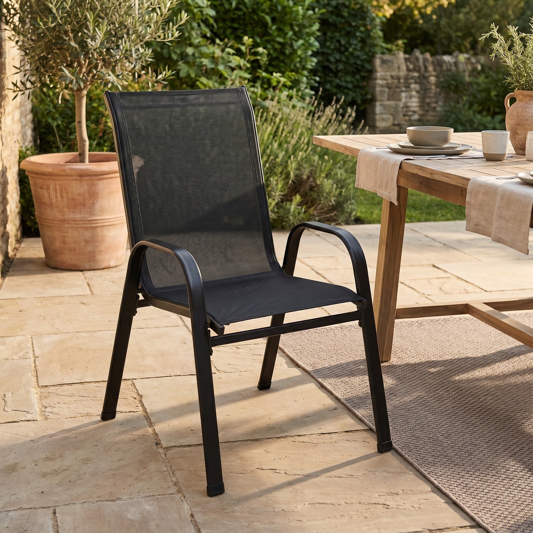 Lot de 4 chaises noirs de jardin