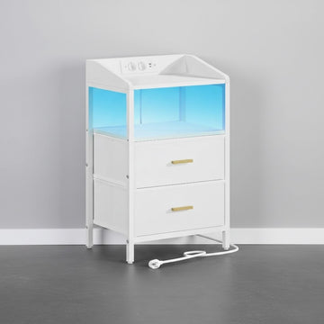 Tables de chevet 2 pcs LED blanches