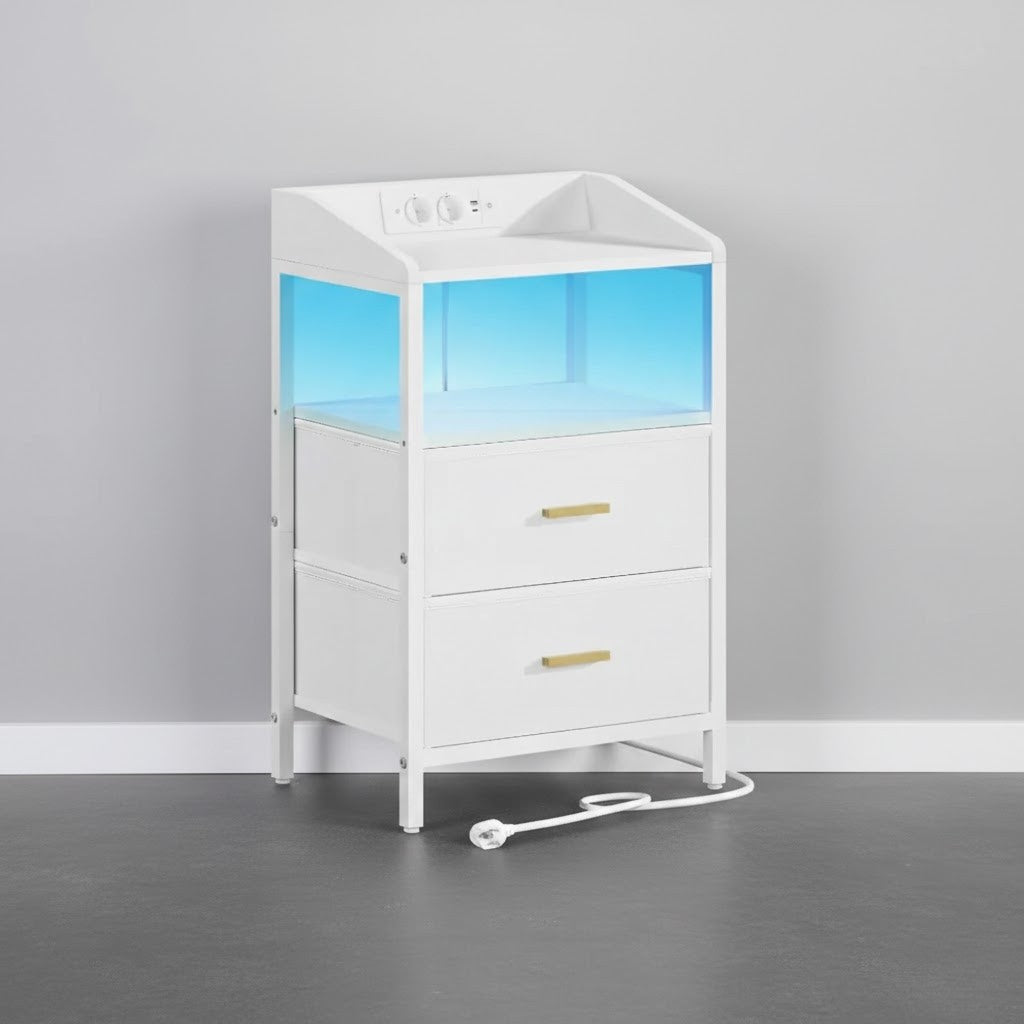 Tables de chevet 2 pcs LED blanches