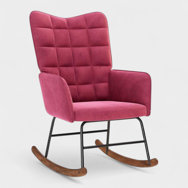 Lounge Chair, Armchair, Linen Look, Quiet Chair, Lounge Chair with High Load Capacity for Bedroom, Living Room. Rocking Chair Velvet Wine Red.