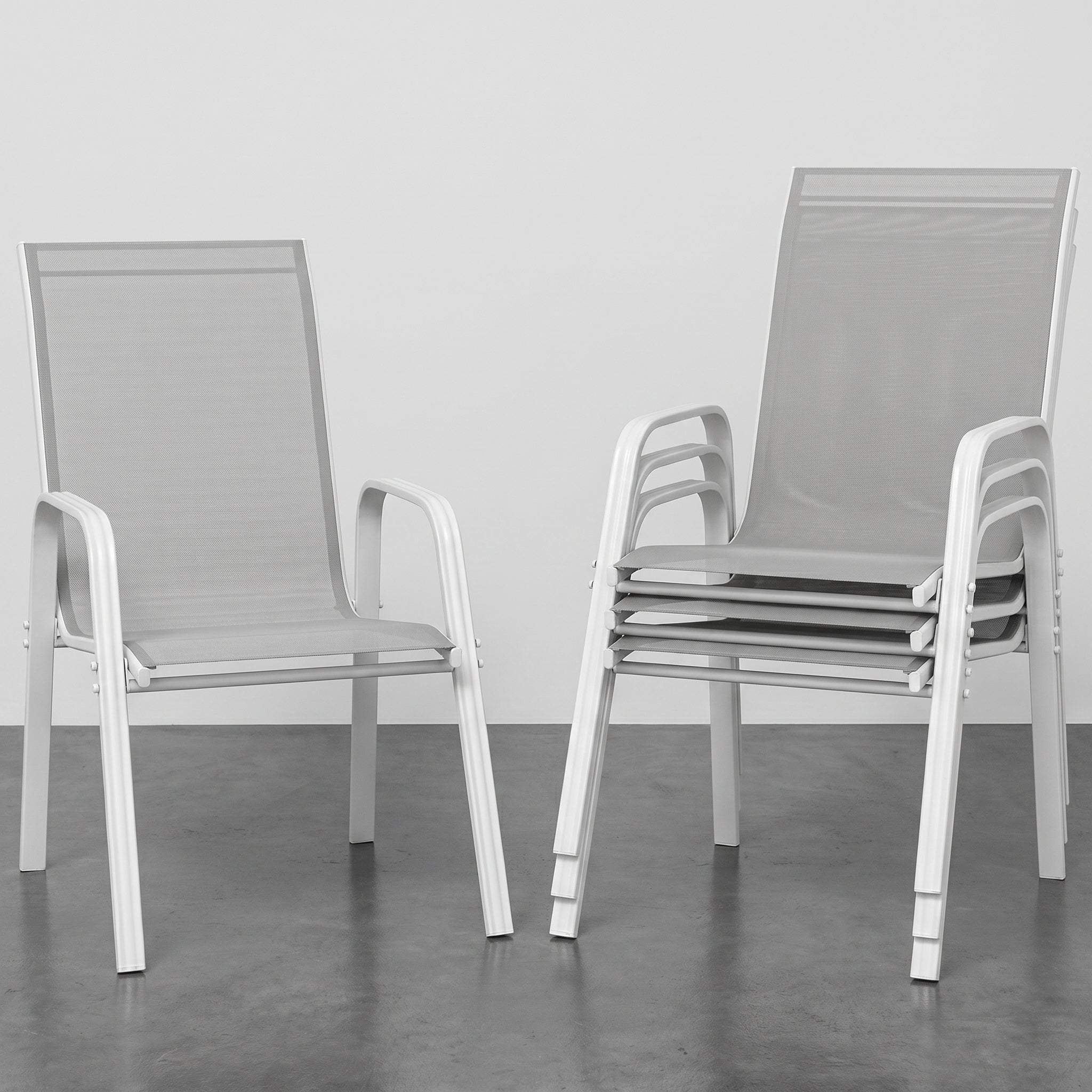 Lot de 4 chaises gris de jardin