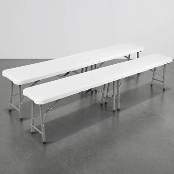 Lot de 2 bancs pliants portables avec assise rembourrée et structure en acier