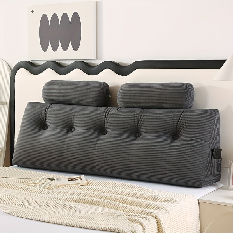 Tête de lit triangulaire en velours côtelé avec coussin intégré