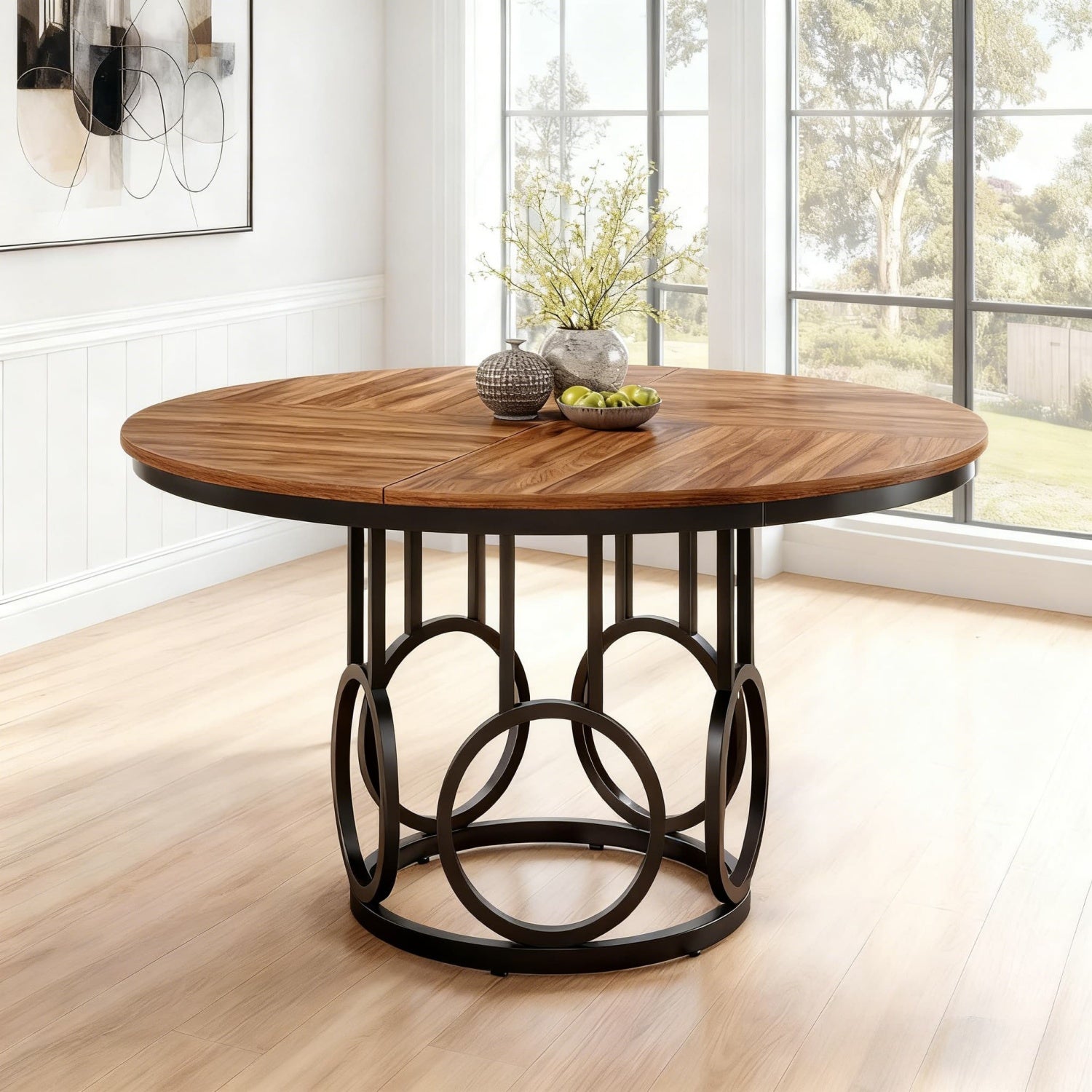 Table Ronde Bois Métal 120 cm de diamètre