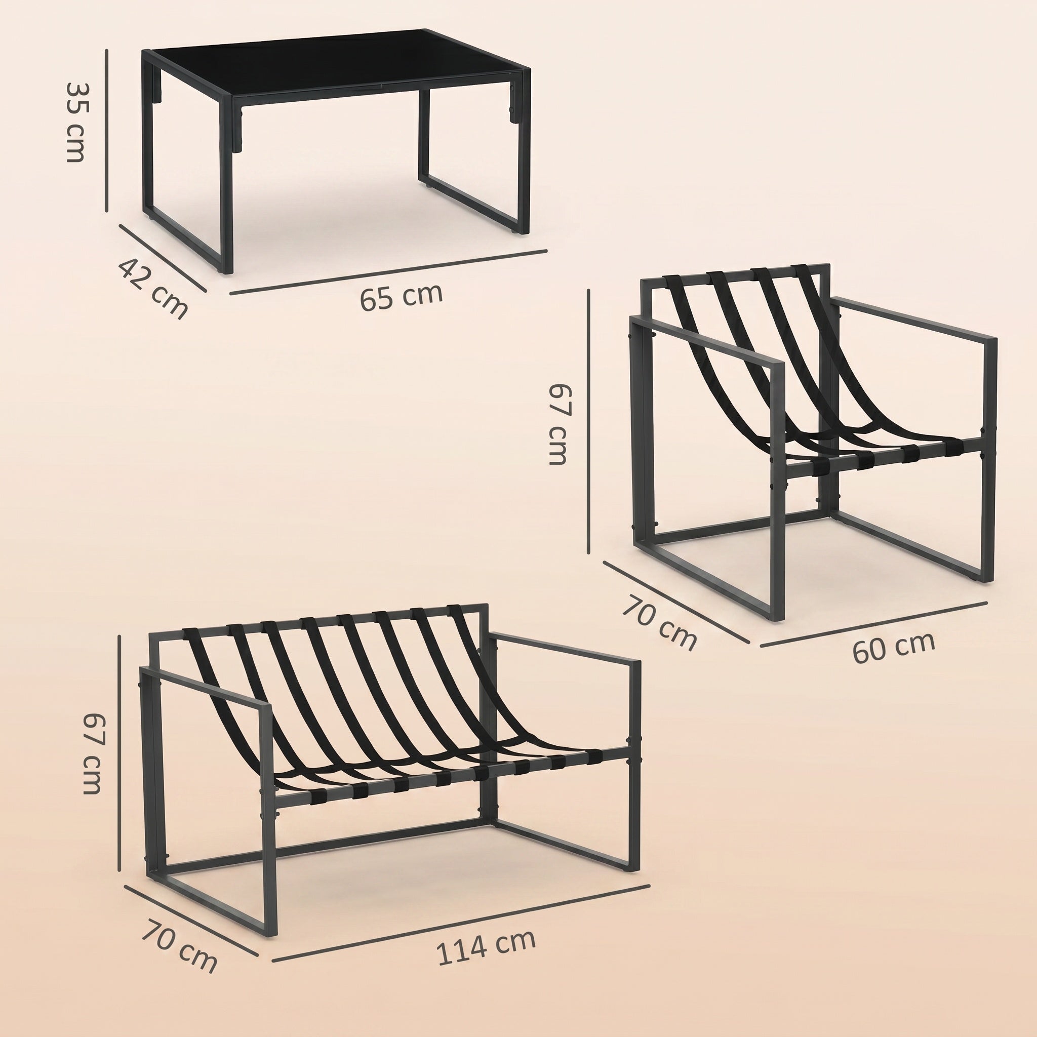 Salon lounge bas avec table et coussins beiges