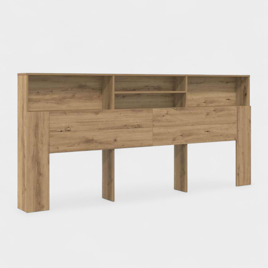 Vidaxl Oak Headboard, Reconstituted Wood – 220 X 19 X 101.5 Cm - Practical Shelf - Bedroom Organizer - Smooth Finish - Minimalist Style - Assembly Required - Multi-Purpose Storage