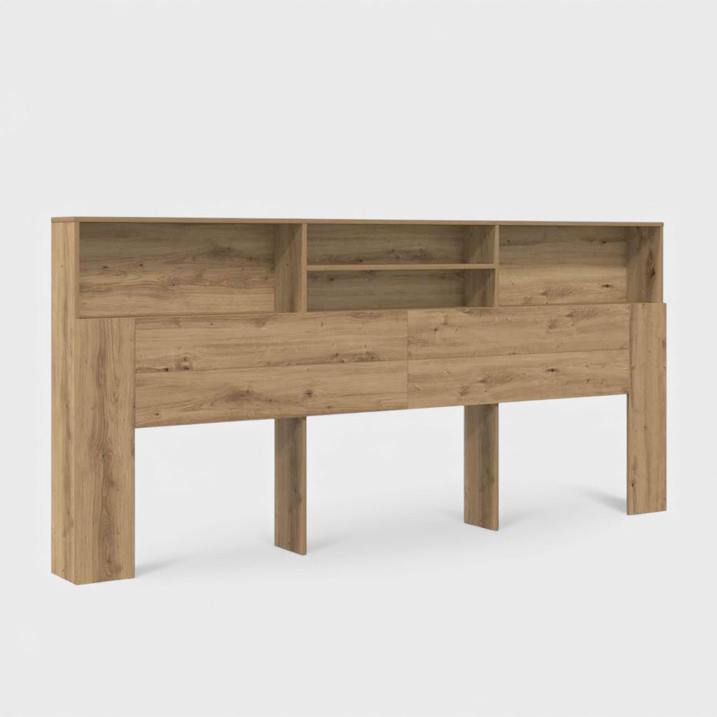 Tête de lit en chêne reconstitué avec étagère 220 cm