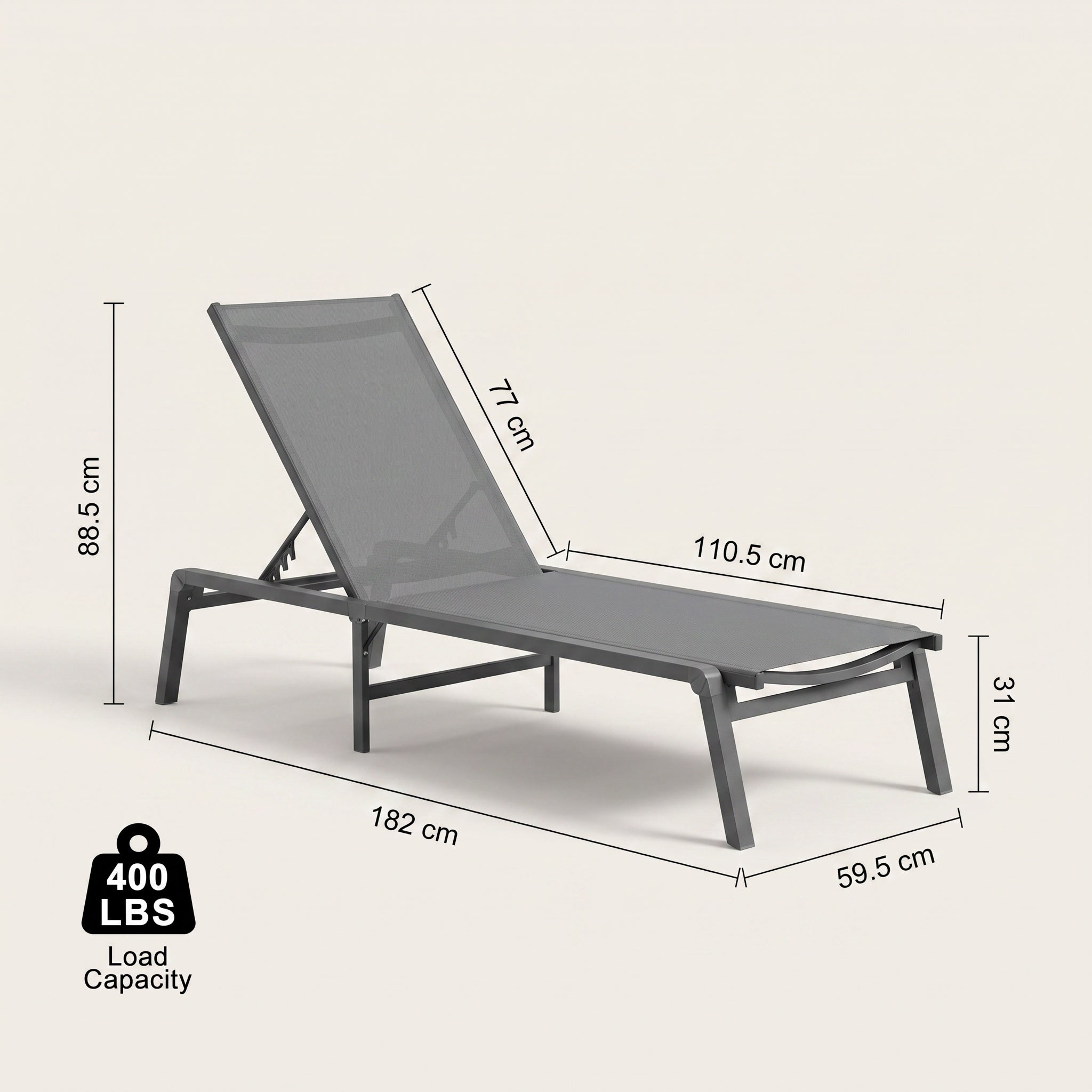 Bain de soleil aluminium textilène réglable