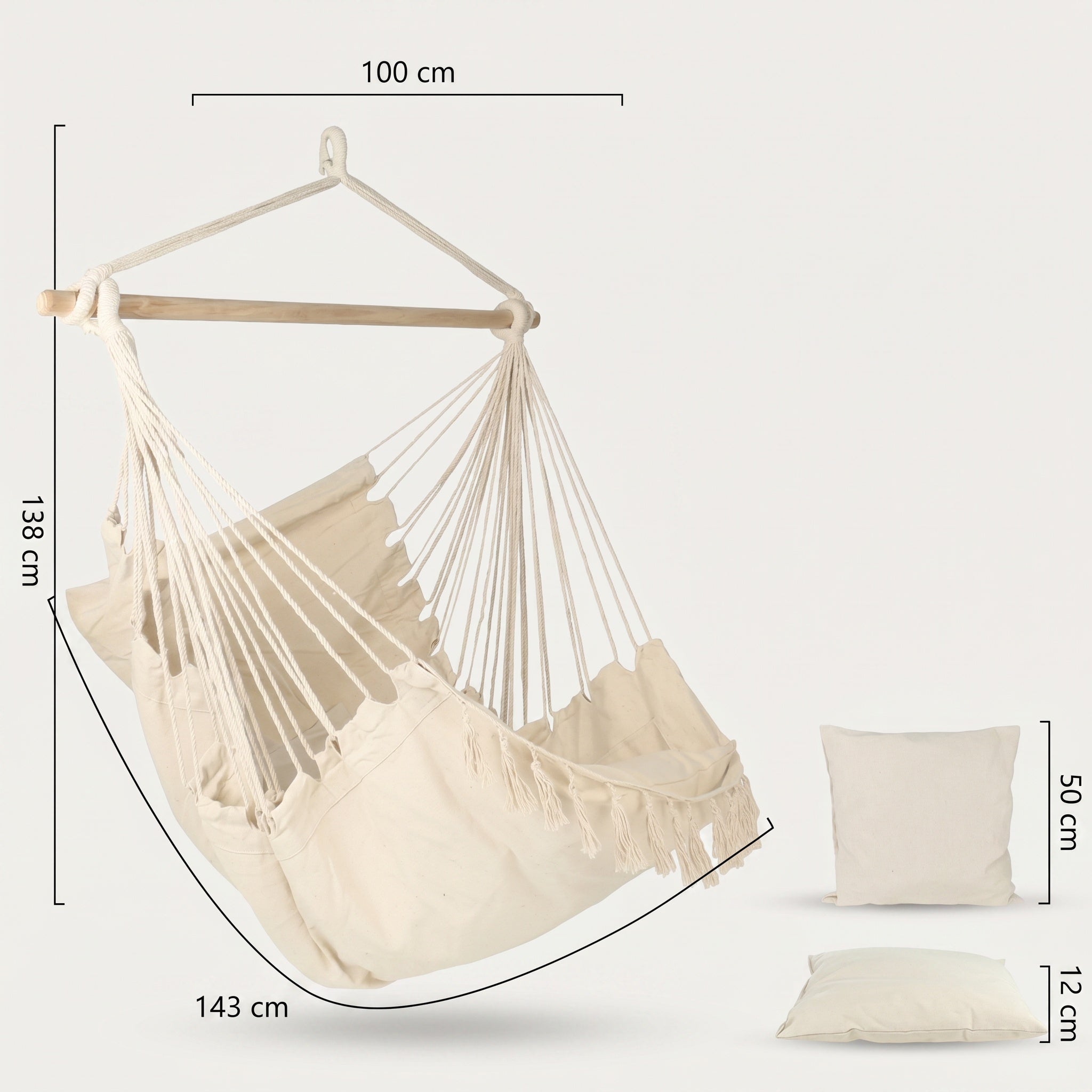 Fauteuil hamac suspendu avec coussins