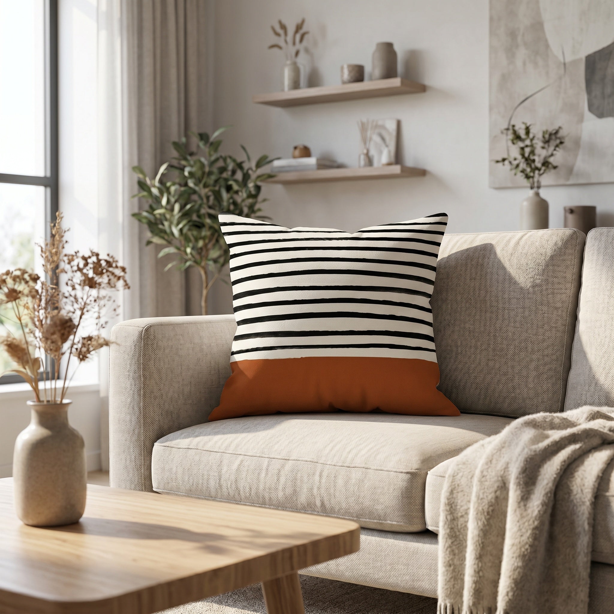 Housse de Coussin Déco Motif Géométrique