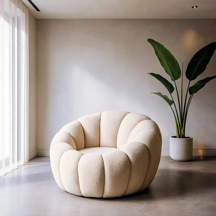 Fauteuil Pouf en bouclette design Coquillage