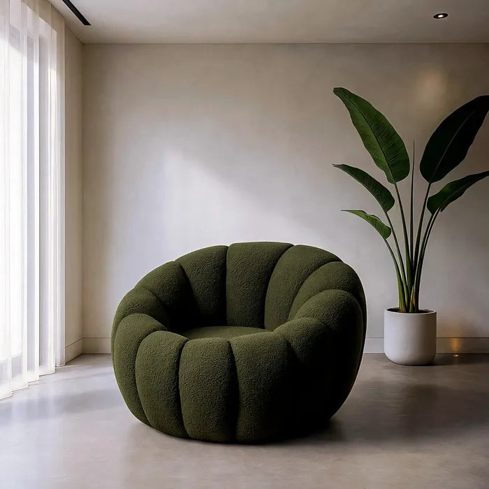 Fauteuil Pouf en bouclette design Coquillage