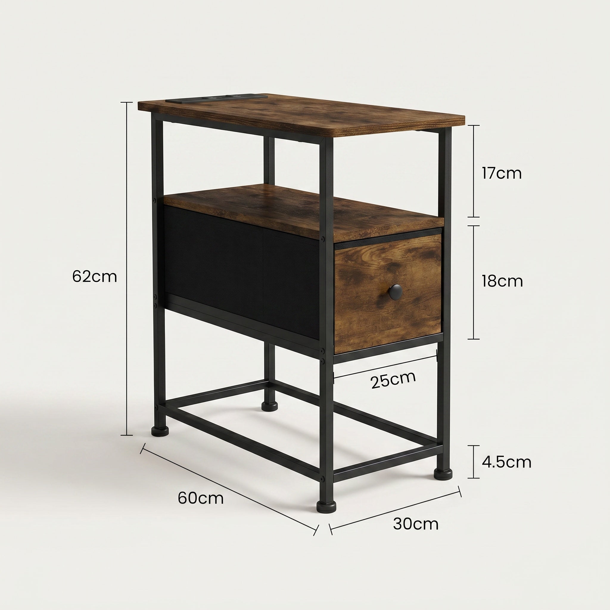 Meuble d’appoint industriel en bois et métal