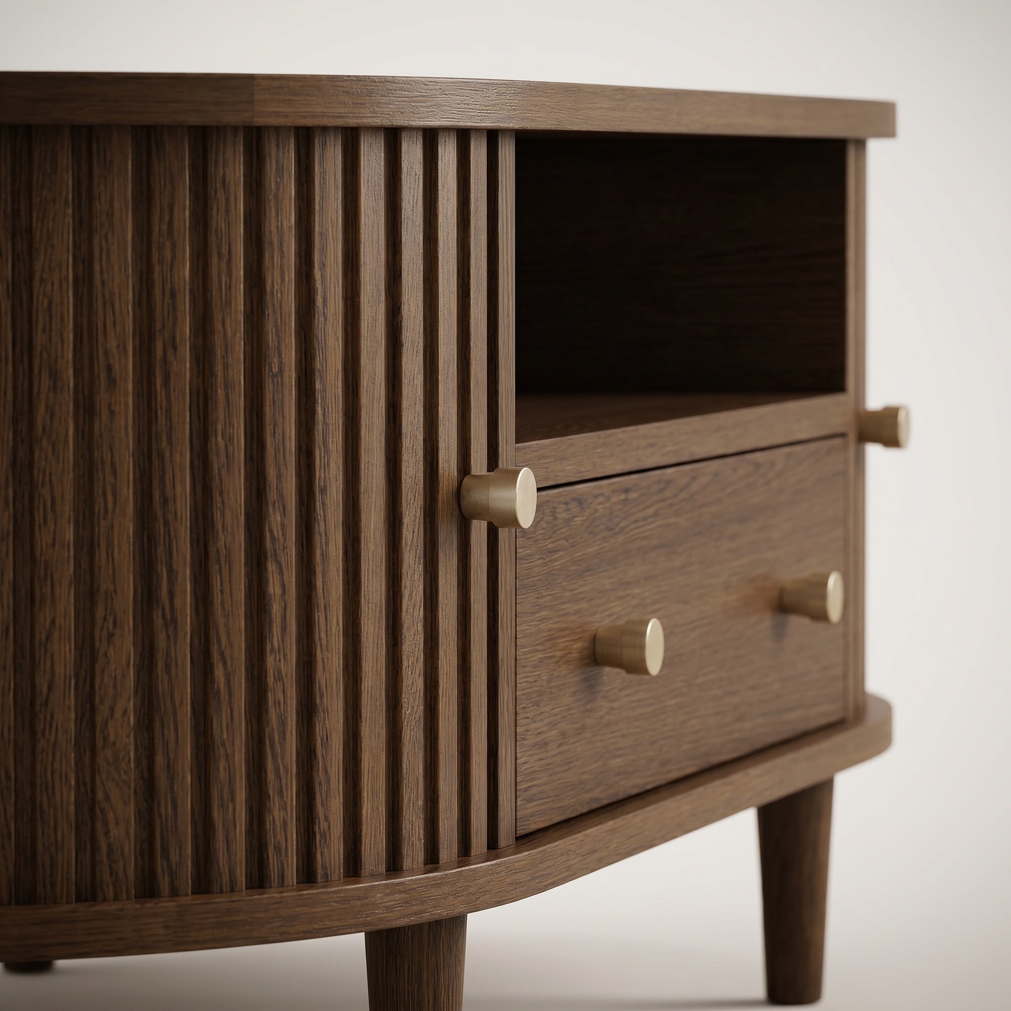Meuble TV ovale en bois foncé