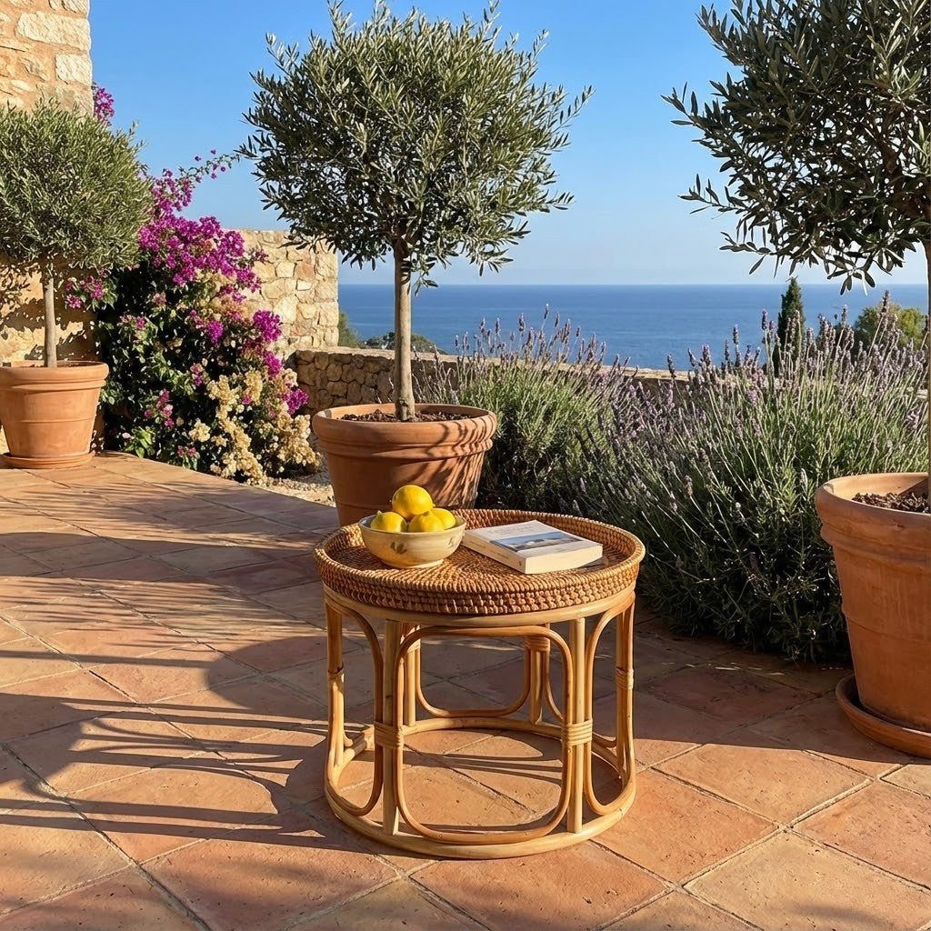 Table basse rotin décorative