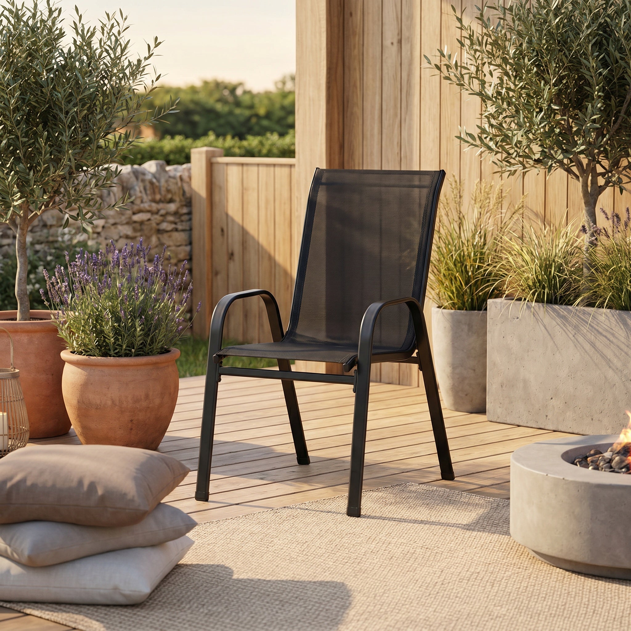 Lot de 4 chaises noirs de jardin