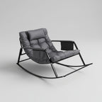 Rocking Chair Outdoor with 158.76KG Capacity Reinforced Steel Frame & 9.91cm Cloud-Comfort Cushion, 20-Min Tool-Free Assemble Comfy Rocking Chair, Patio Rocking Chairs Perfect for Garden Furniture, Balcony, Camping Site & As