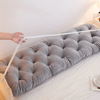 Luxury Crystal Velvet Bed Cushion with Plush Filling - Extra Long Headboard Support & Lumbar Pillow, Zipper Closure, All-Season Soft Bed Pillow for Queen/King Size Beds, Elegant Home Decor in Neutral Grey/Beige, Hand Wash Onl