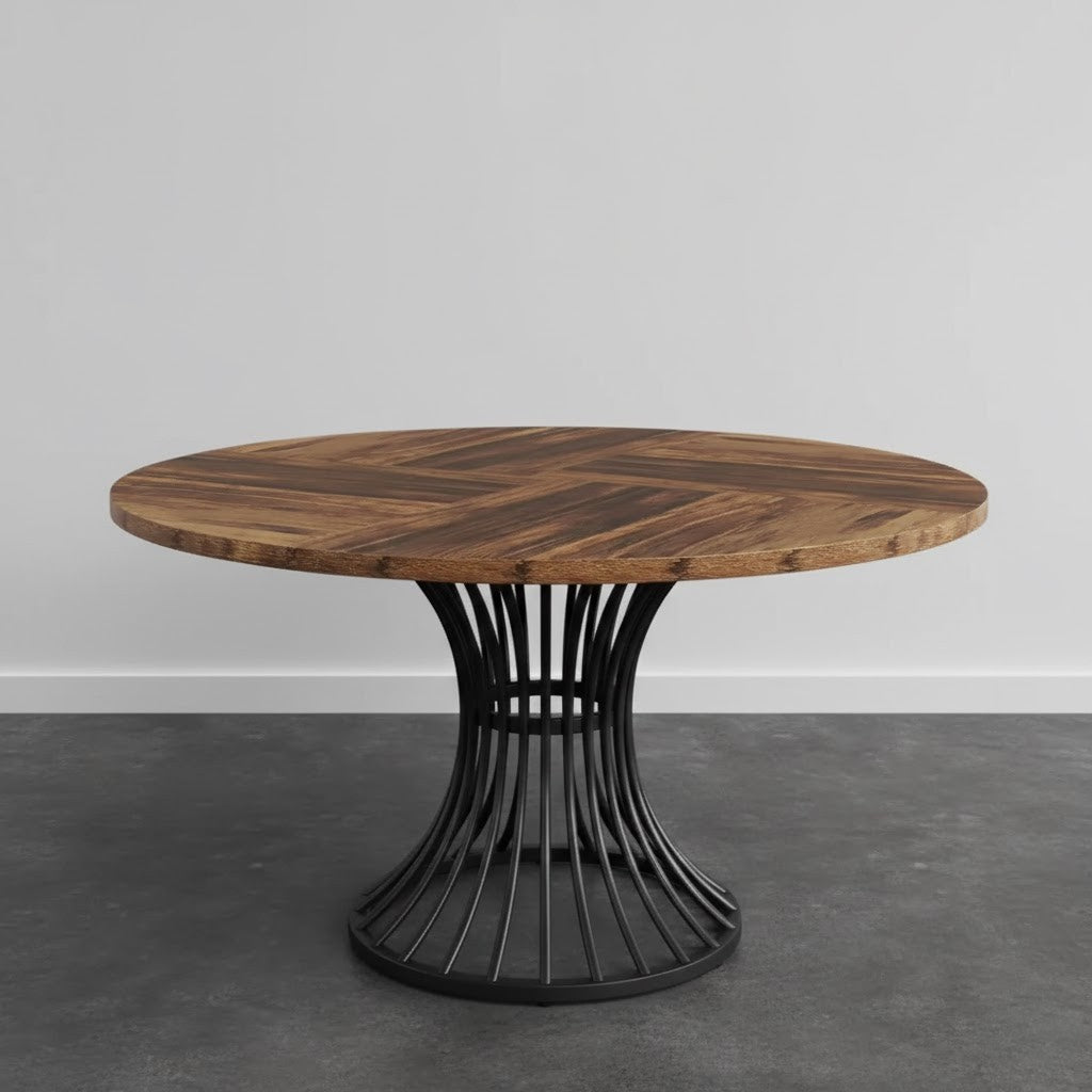 Table ronde bois massif et métal