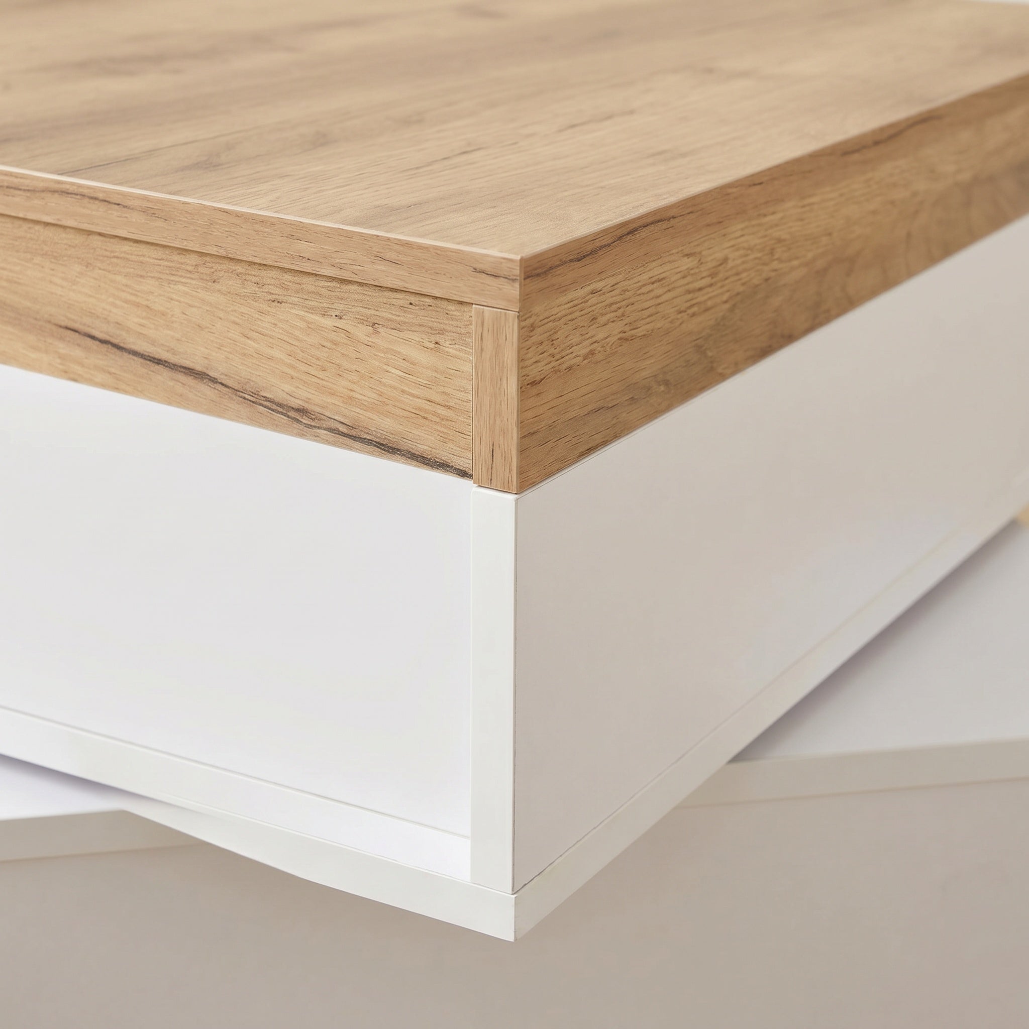 Table basse moderne blanche et bois