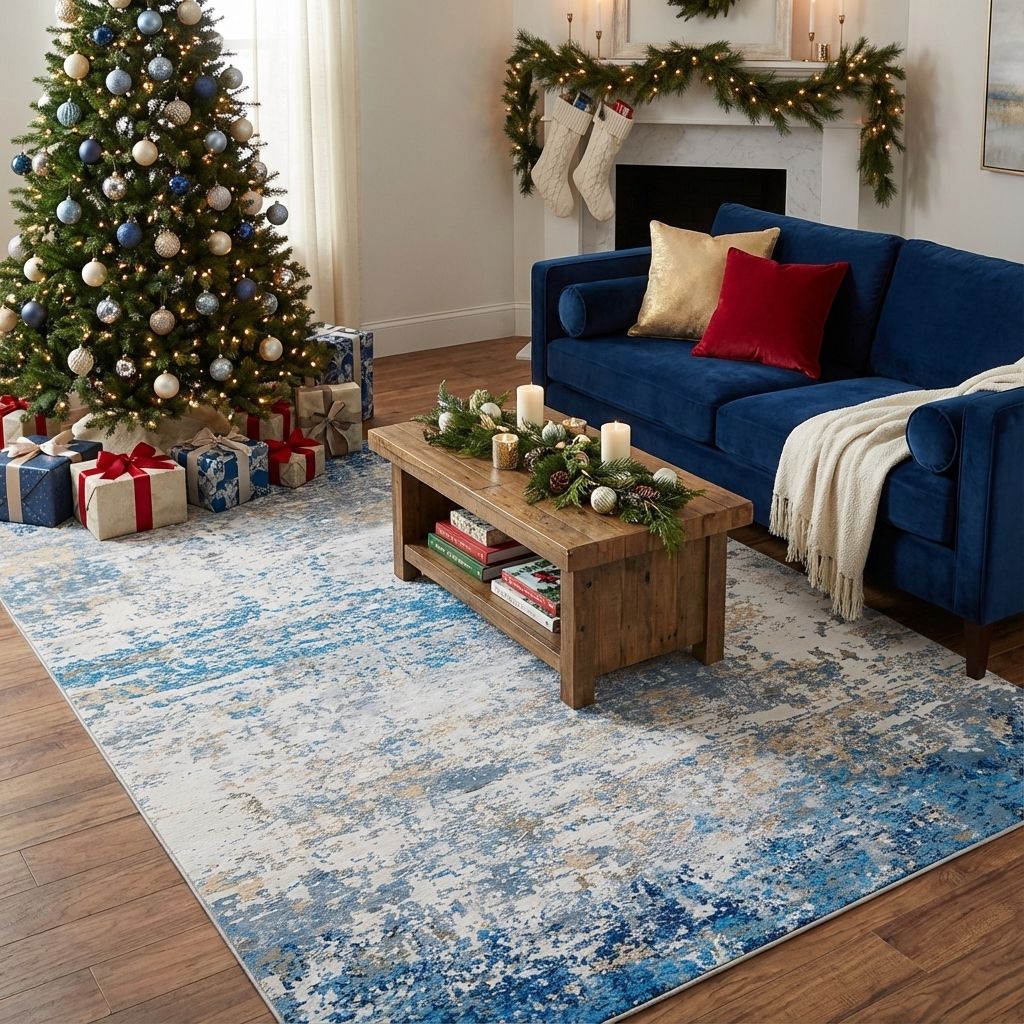 Tapis Abstrait Bleu Moderne
