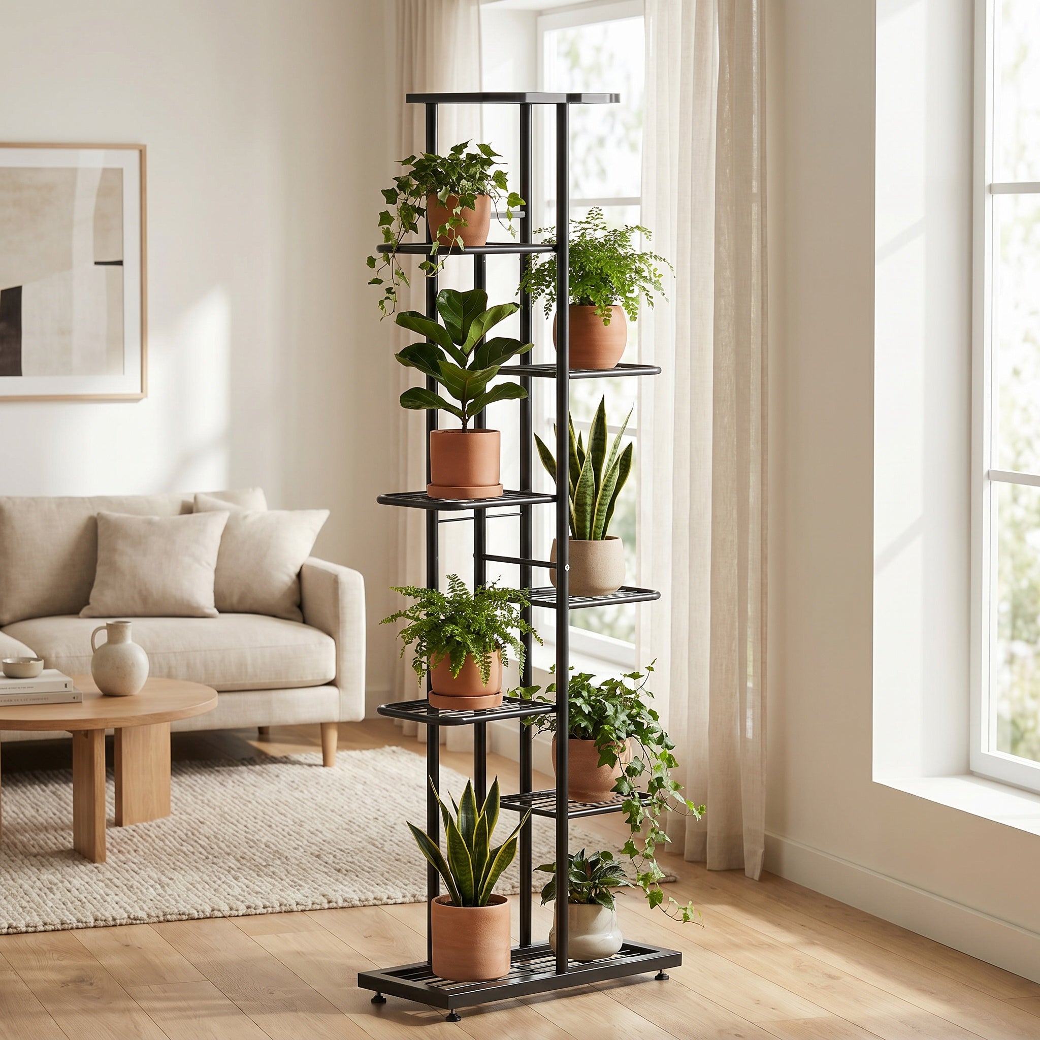 Étagère porte-plantes métal – 7 niveaux compacts