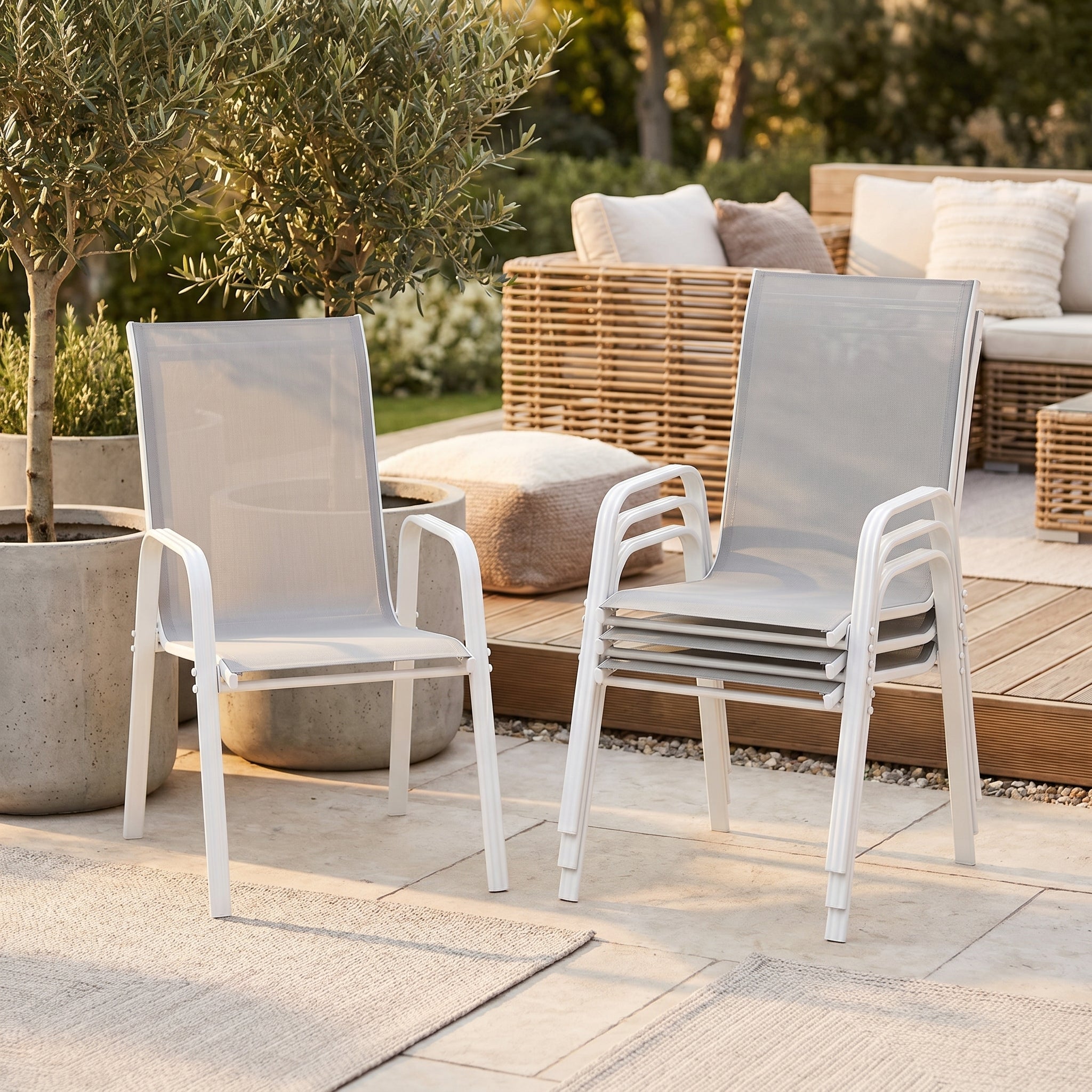 Lot de 4 chaises gris de jardin