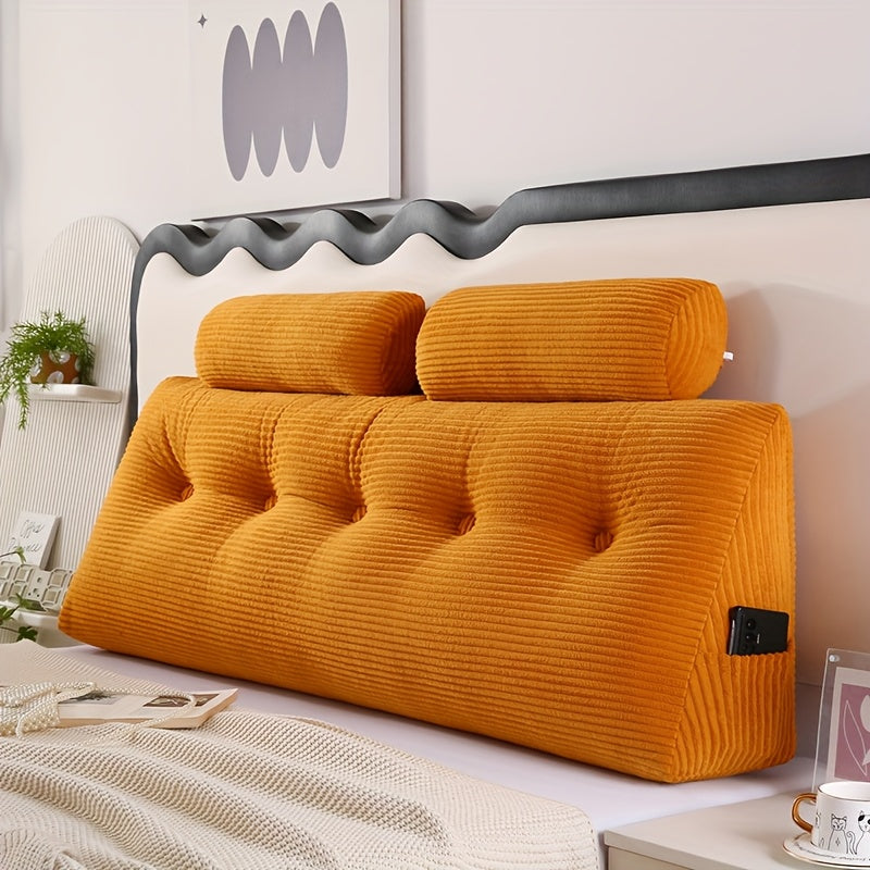 Tête de lit triangulaire en velours côtelé avec coussin intégré