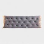 Luxury Crystal Velvet Bed Cushion with Plush Filling - Extra Long Headboard Support & Lumbar Pillow, Zipper Closure, All-Season Soft Bed Pillow for Queen/King Size Beds, Elegant Home Decor in Neutral Grey/Beige, Hand Wash Onl