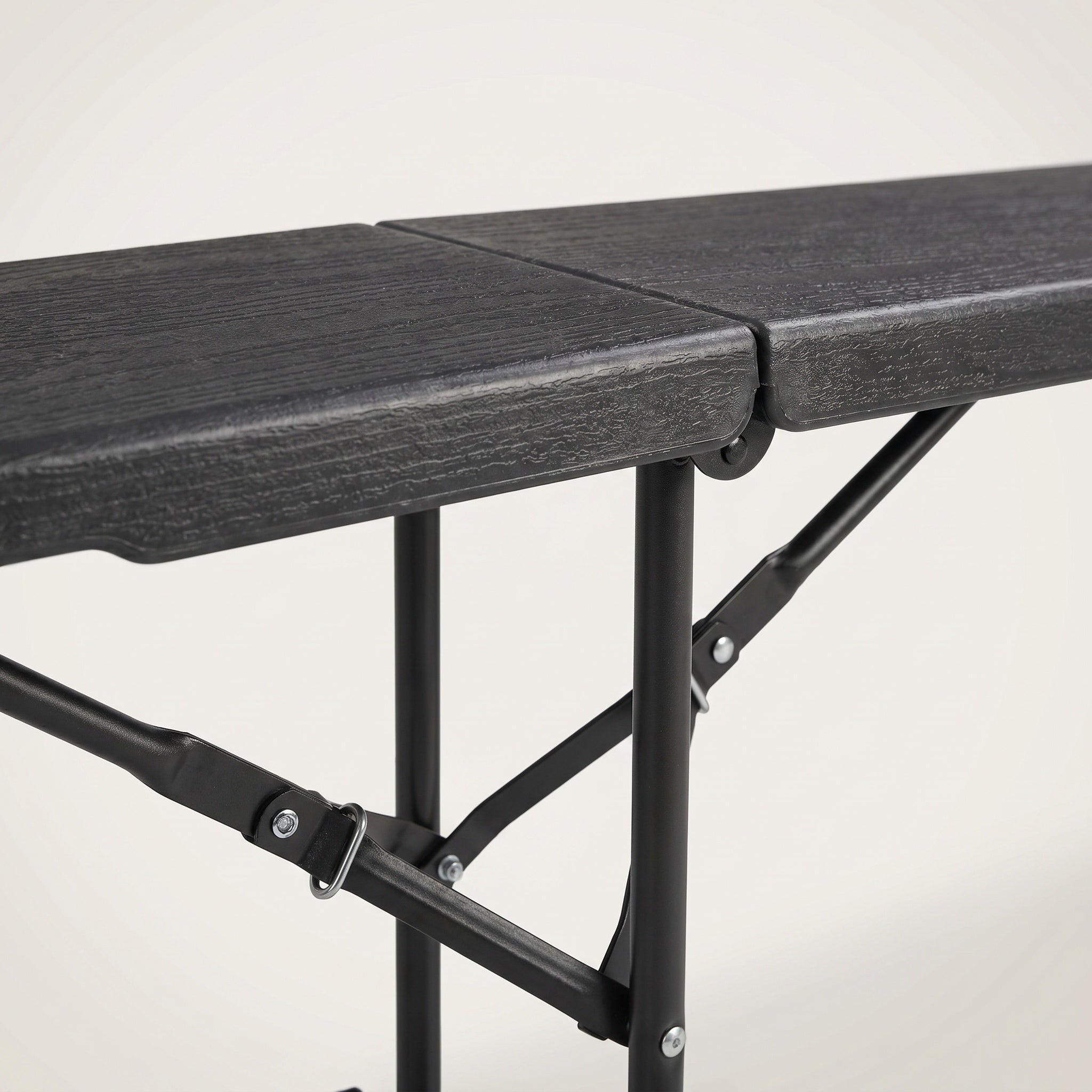 Lot de 2 bancs pliants portables avec assise rembourrée et structure en acier