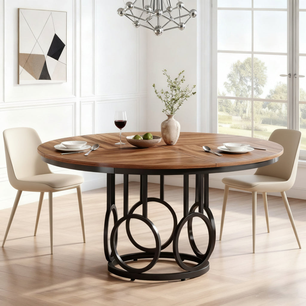 Table Ronde Bois Métal 120 cm de diamètre