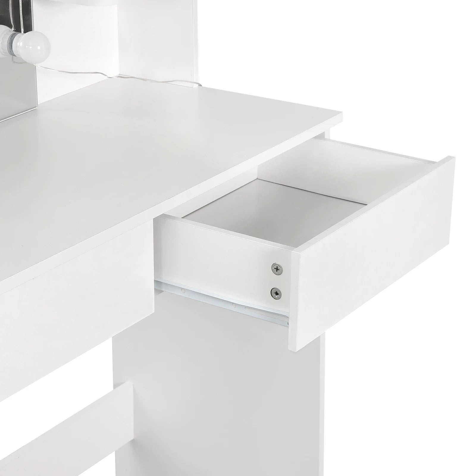 Coiffeuse LED 2 tiroirs 4 étagères