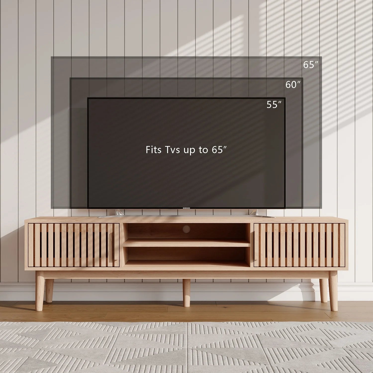 Meuble TV Bois Rainuré