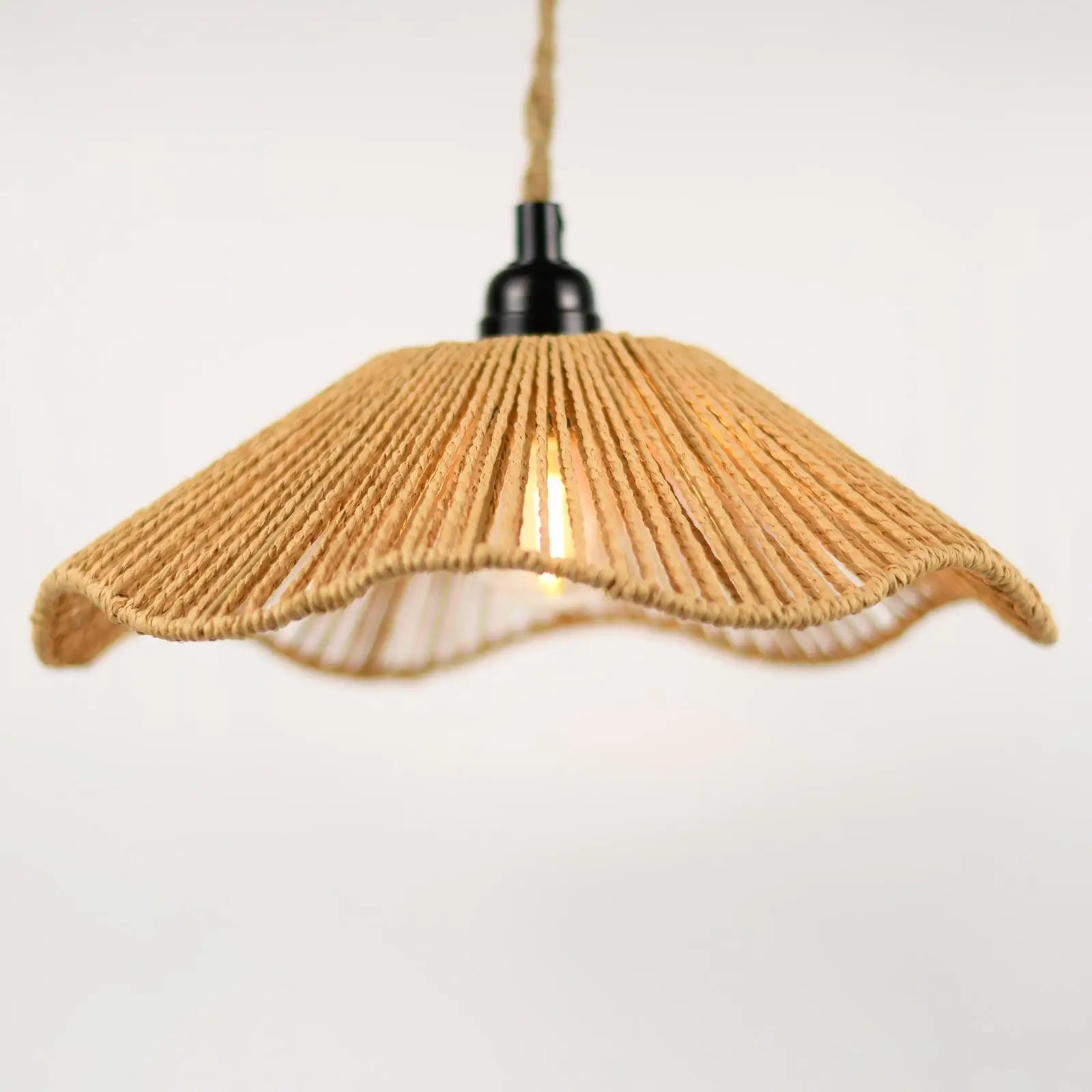 Abat-jour artisanal en corde pour salon et cuisine