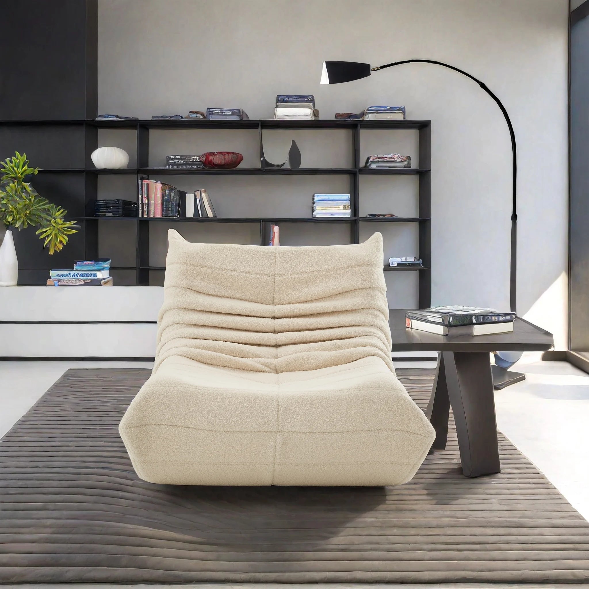 Fauteuil Lazy en Velours Teddy