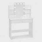 Coiffeuse LED 2 tiroirs 4 étagères