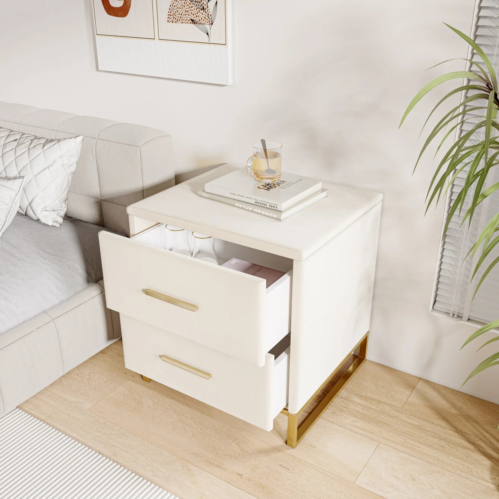 Table de chevet 2 pièces blanche