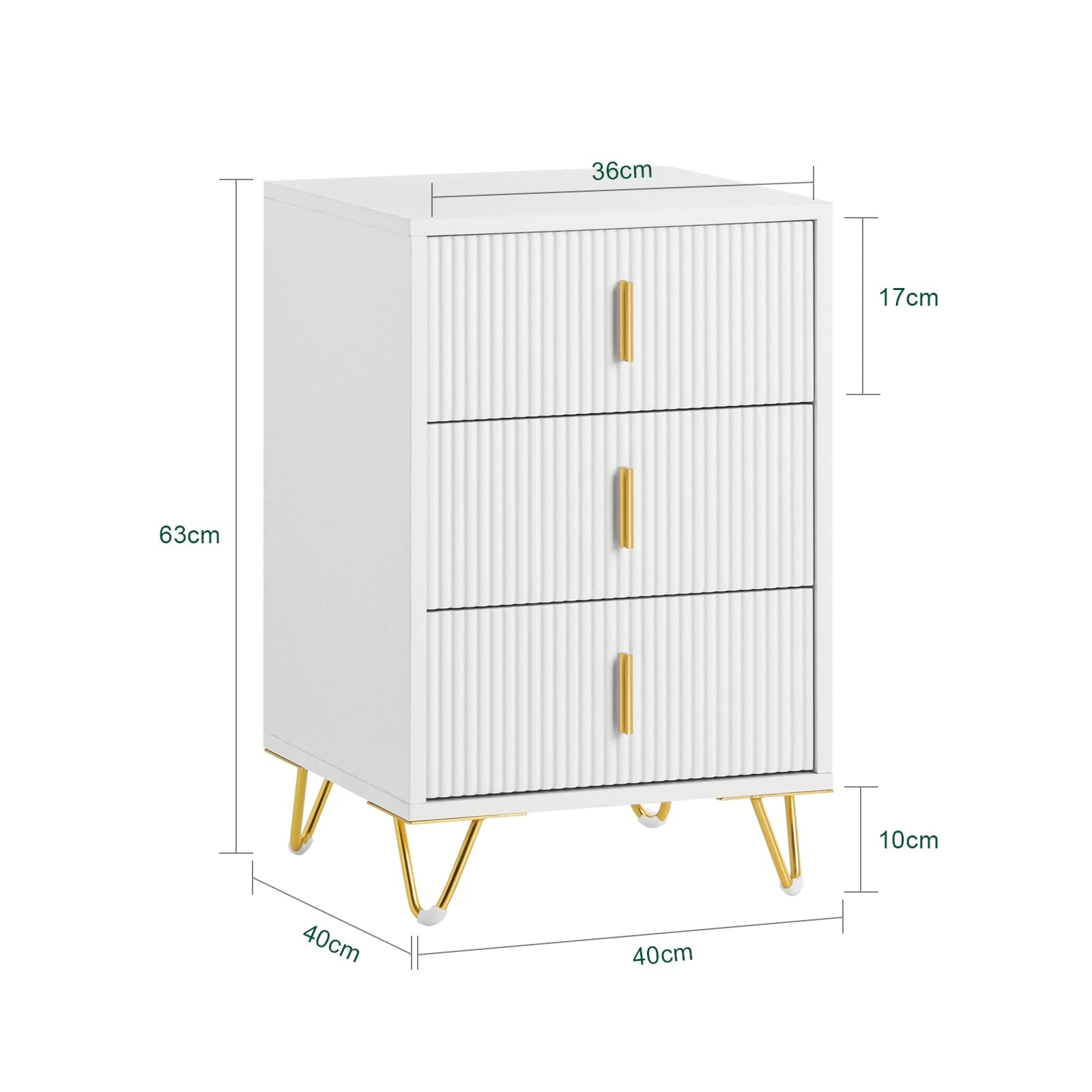 Table de Chevet Rainurée 3 Tiroirs