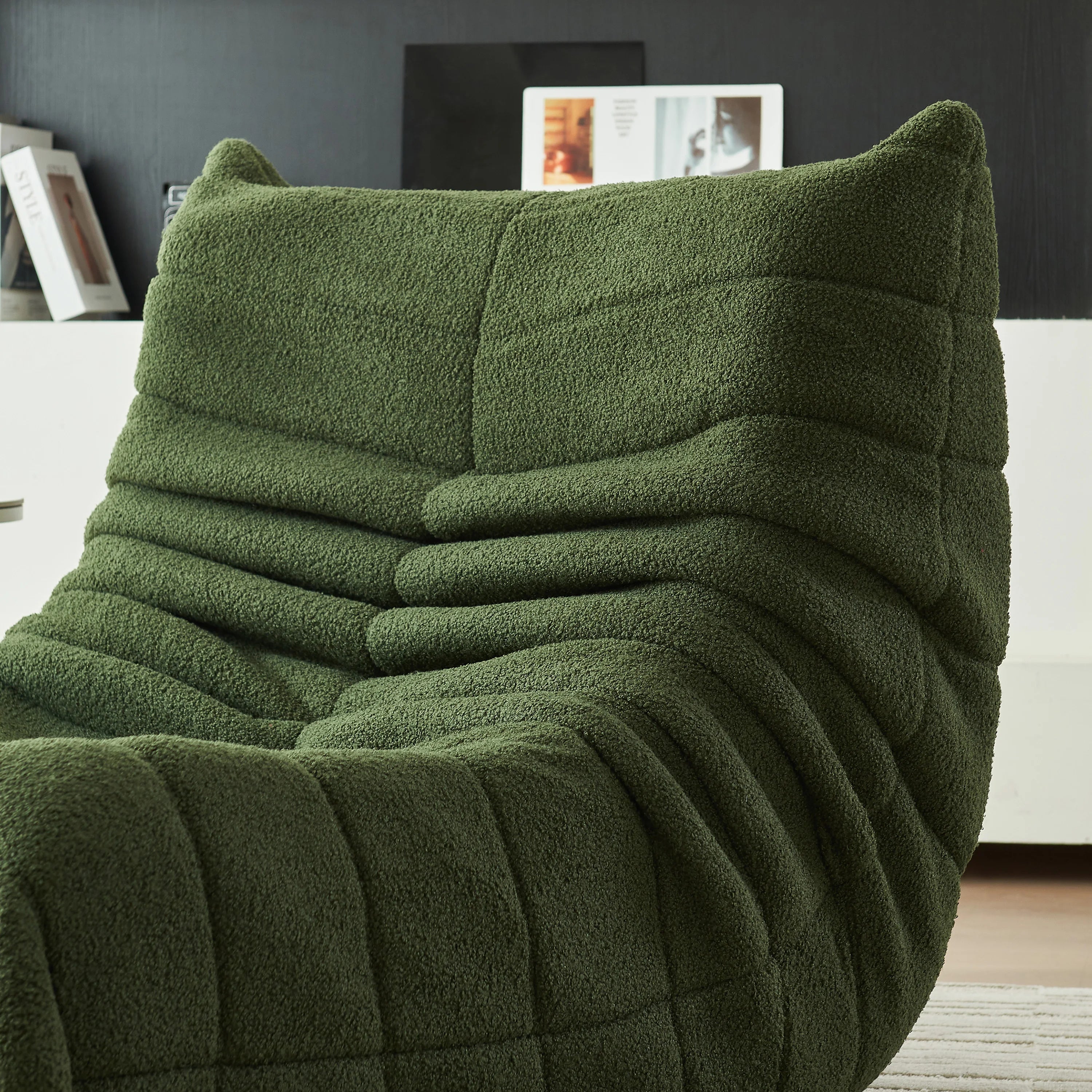 Fauteuil Lazy en Velours Teddy