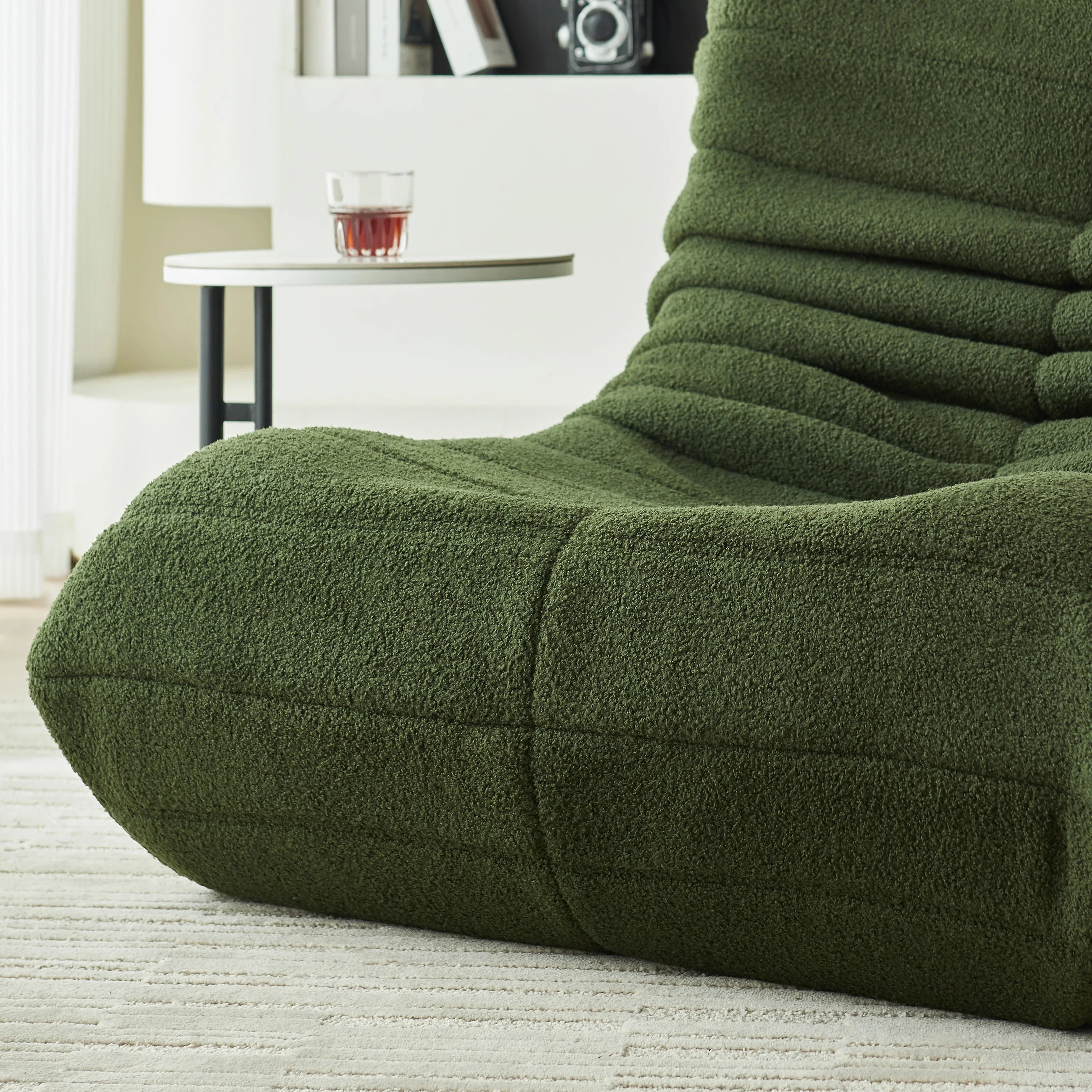 Fauteuil Lazy en Velours Teddy